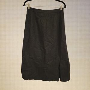 Dark Academia Wool Pencil Skirt Medium Dark Gray Warm Lined Slit Hem A-Line Fit